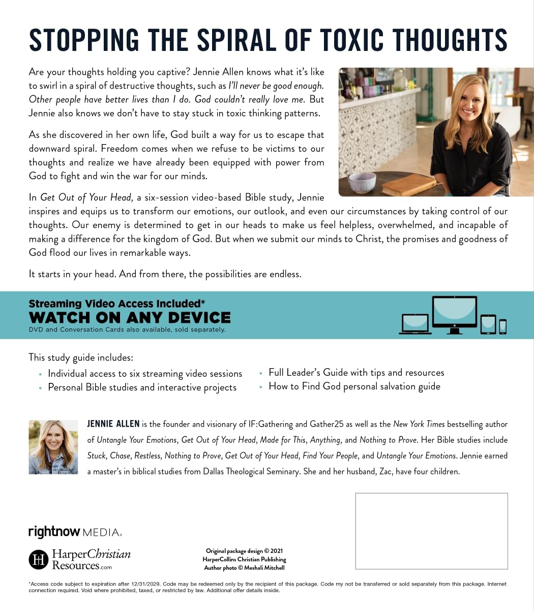 Get Out of Your Head Bible Study Guide plus Streaming Video