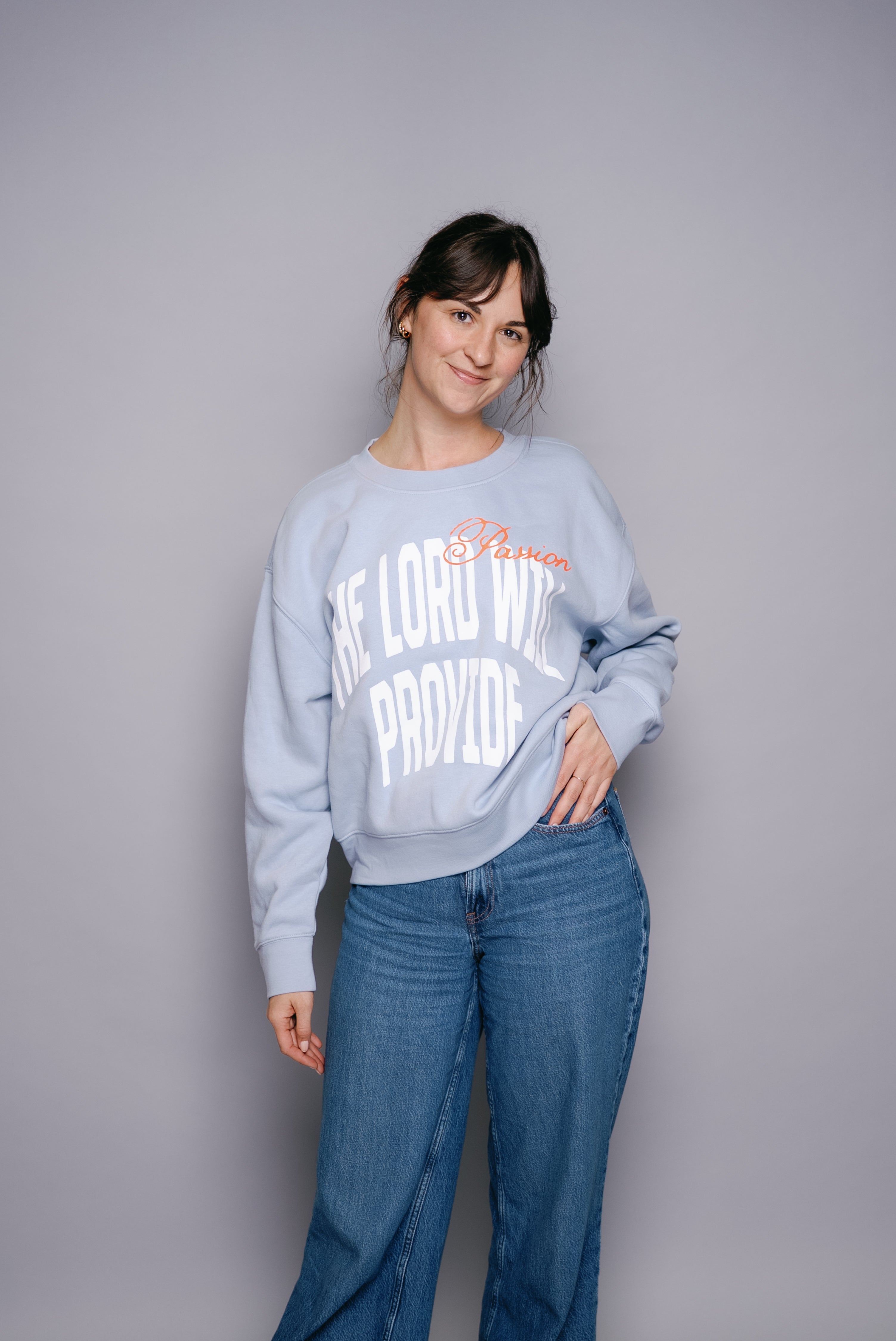 The Lord Will Provide Crew- Light Blue (Cropped)