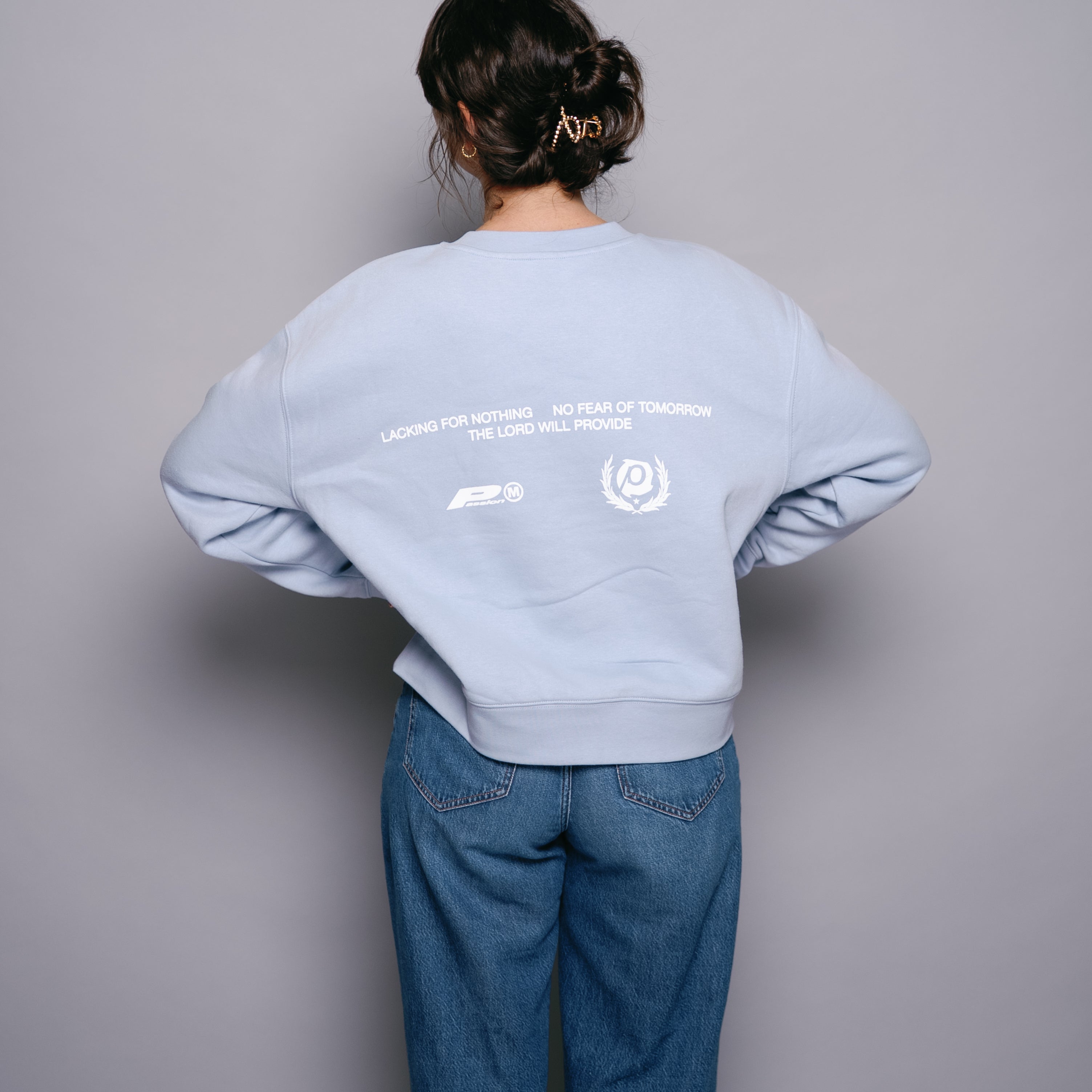 The Lord Will Provide Crew- Light Blue (Cropped) - Passion Resources