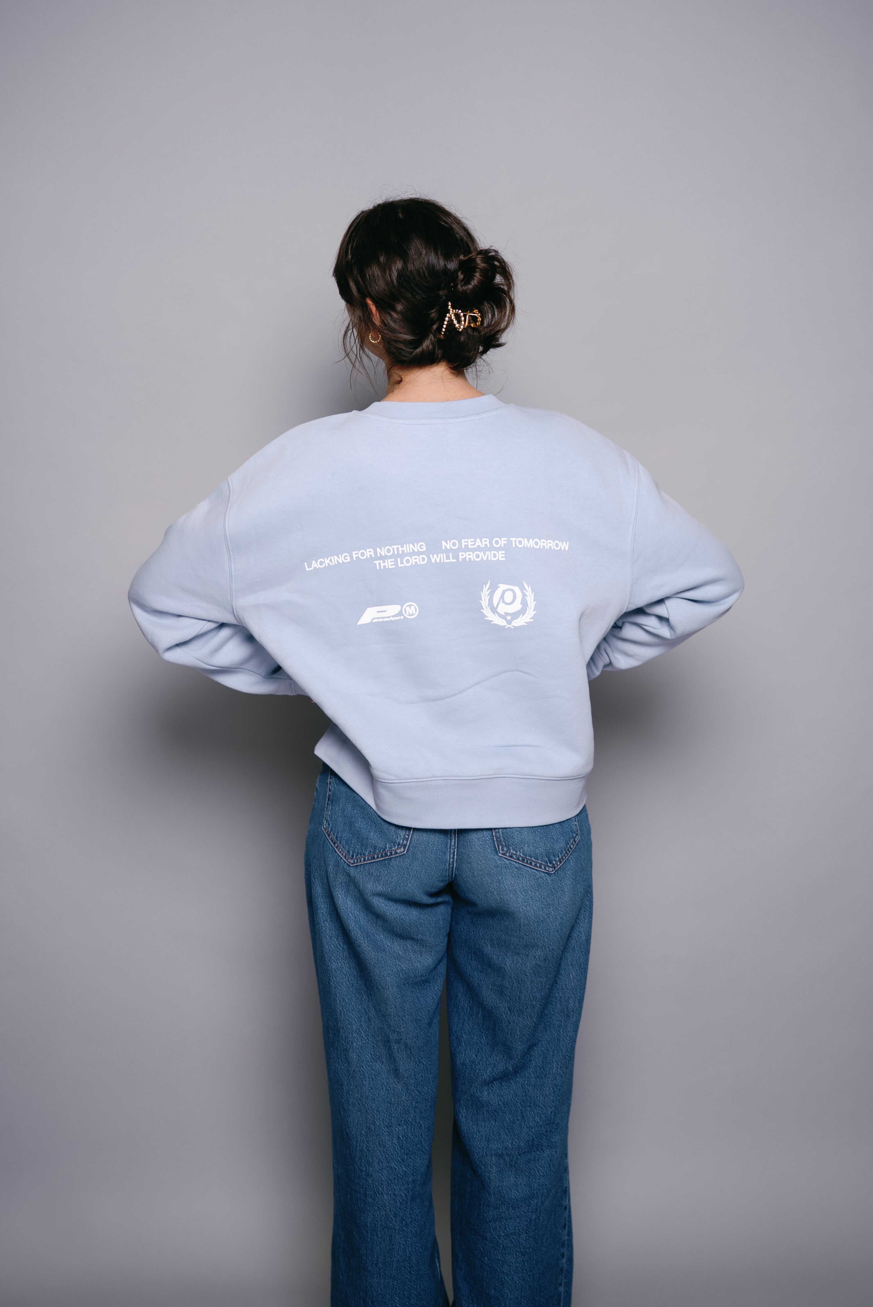 The Lord Will Provide Crew- Light Blue (Cropped)